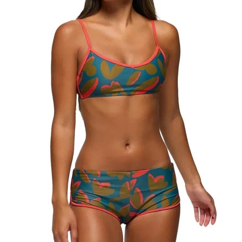 Prana Tropic Kiss Swim Top & Hipster Bottom SZ XS Catalina Indo Disco Bikini Set